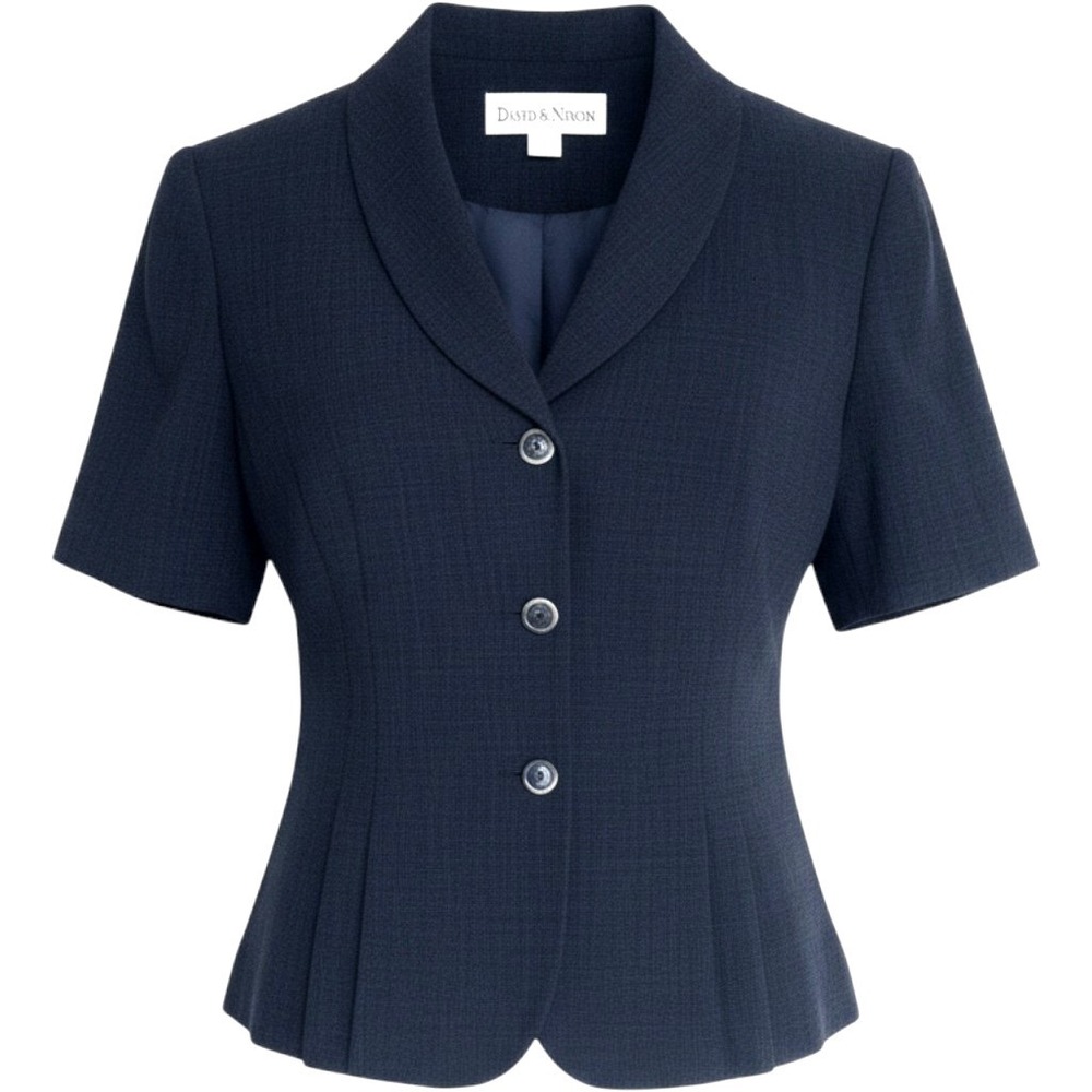 VTG Danny Nicole Peplum Blazer Shirt Jacket Womens 10P Pleated Navy 10 Petite